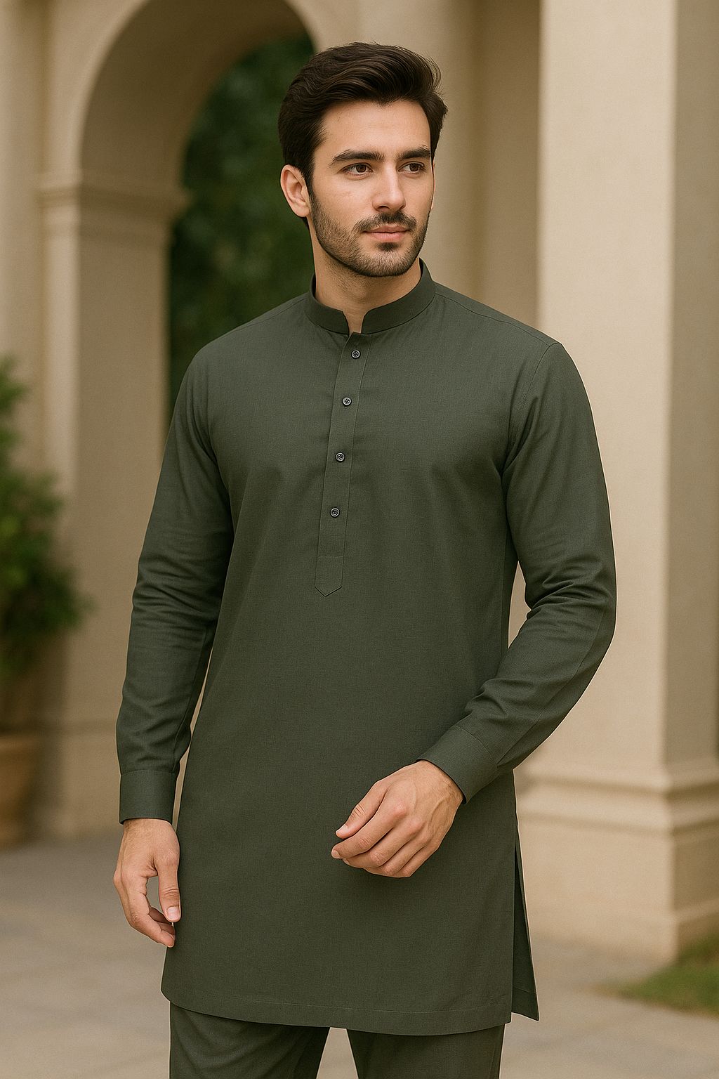 Men's Unstitched Wash n Wear - Rifle Green - 42974