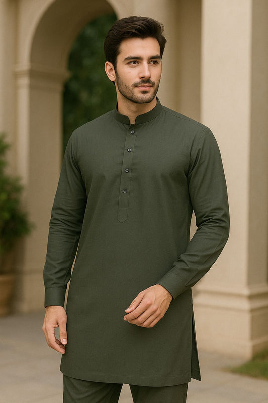 Men's Unstitched Wash n Wear - Rifle Green - 42974