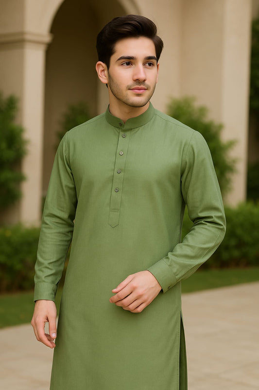 Men's Unstitched Wash n Wear - Moss Green - 42964